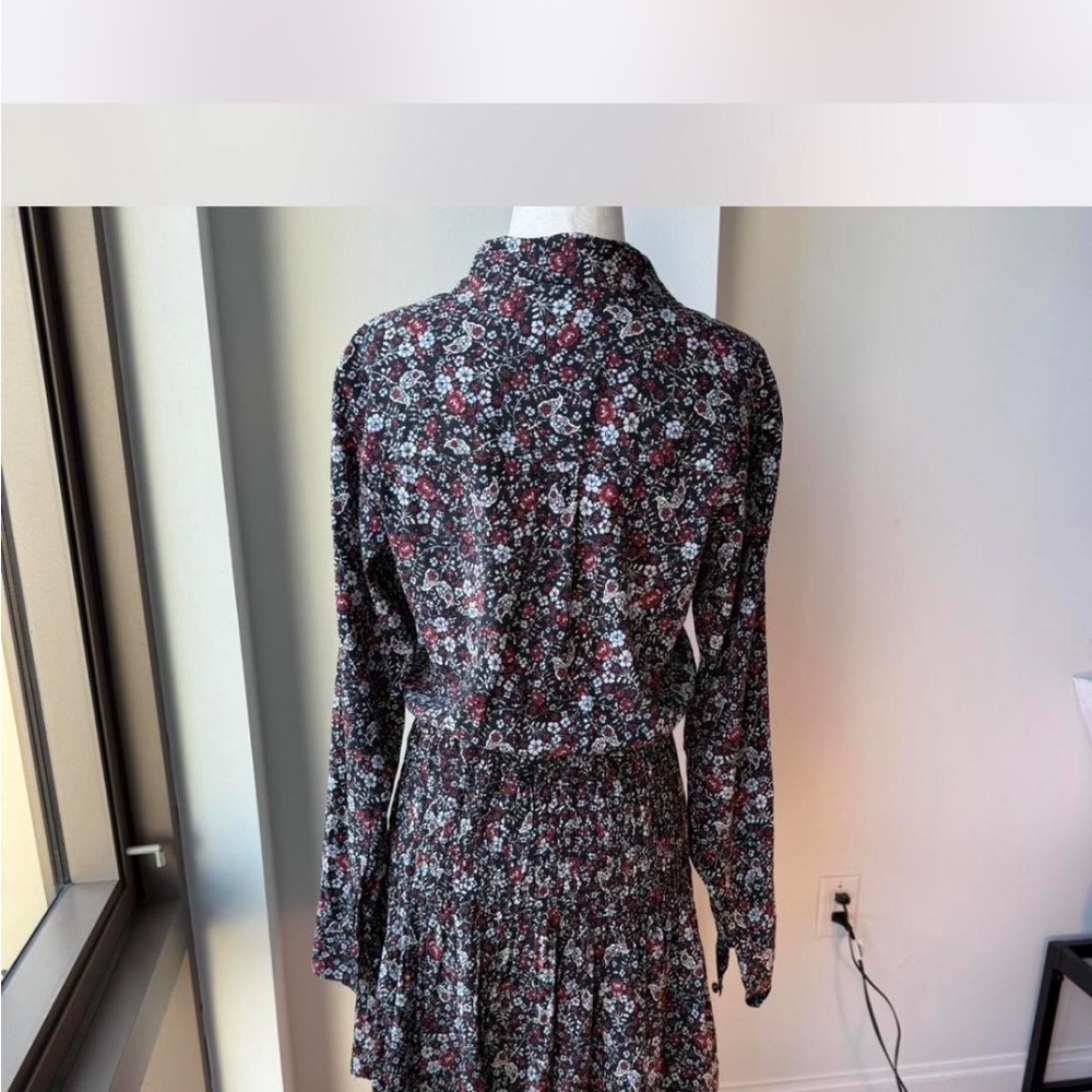 Veronica Beard Black Floral Long-Sleeve Shirt Dress - Picture 5 of 8